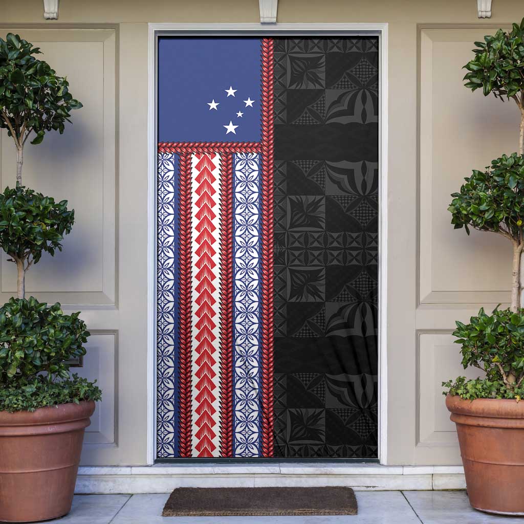Samoa Flag Door Cover Ula Fala With Samoan Siapo - Polynesian Pride