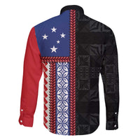 Samoa Flag Family Matching Off The Shoulder Long Sleeve Dress and Hawaiian Shirt Ula Fala With Samoan Siapo - Polynesian Pride