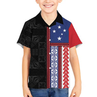 Samoa Flag Family Matching Off The Shoulder Long Sleeve Dress and Hawaiian Shirt Ula Fala With Samoan Siapo - Polynesian Pride