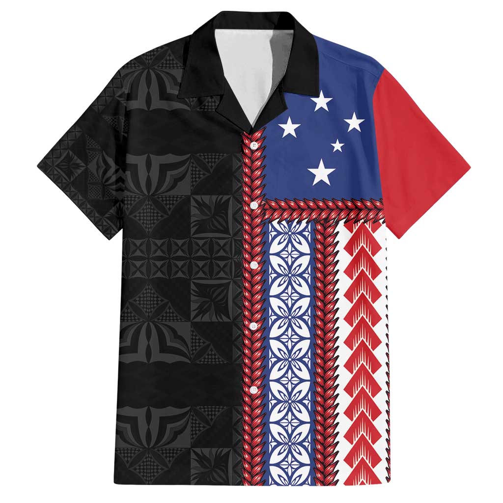 Samoa Flag Family Matching Off Shoulder Short Dress and Hawaiian Shirt Ula Fala With Samoan Siapo - Polynesian Pride
