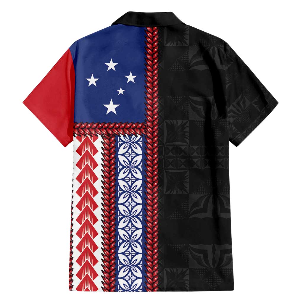 Samoa Flag Family Matching Off Shoulder Short Dress and Hawaiian Shirt Ula Fala With Samoan Siapo - Polynesian Pride
