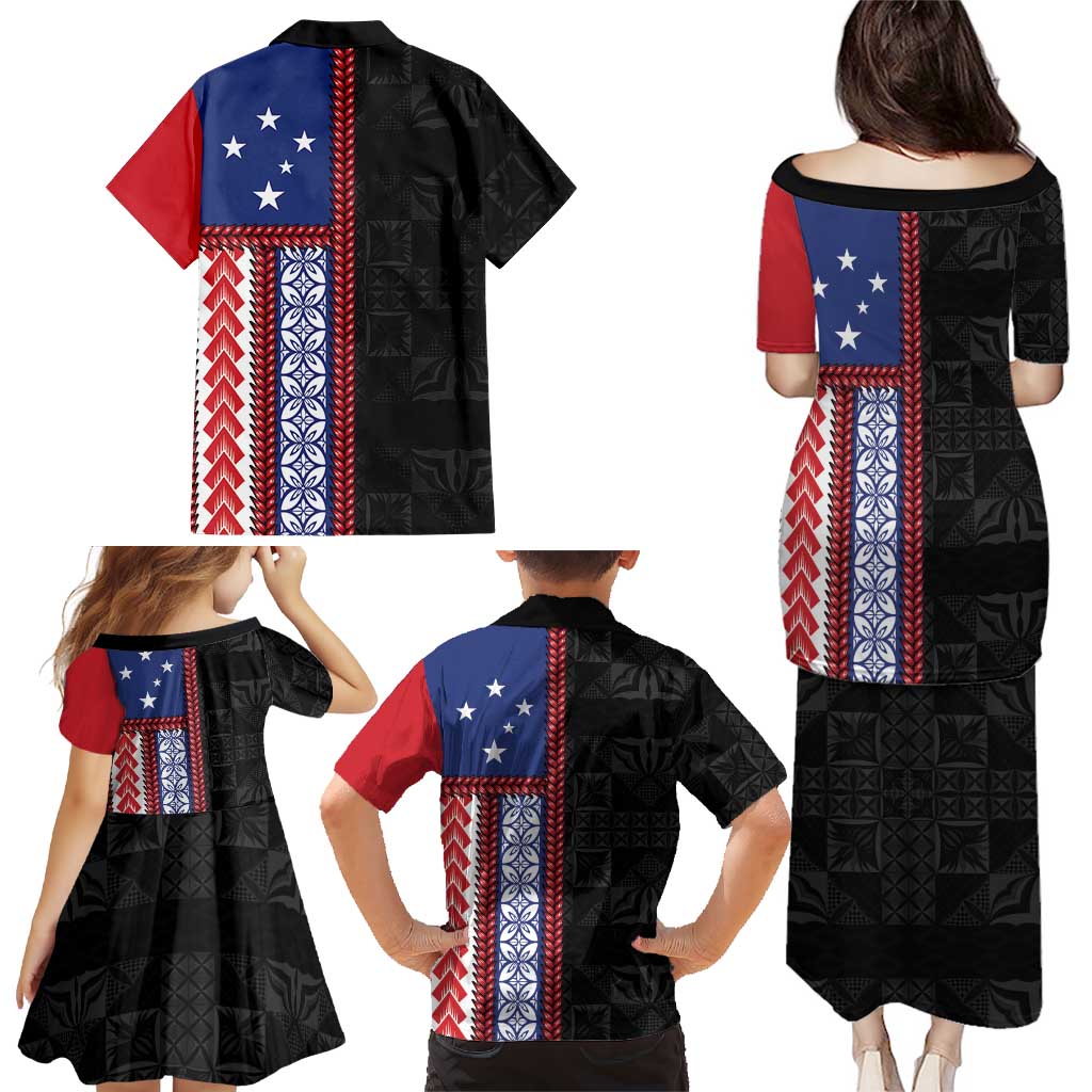 Samoa Flag Family Matching Puletasi and Hawaiian Shirt Ula Fala With Samoan Siapo LT05 - Polynesian Pride