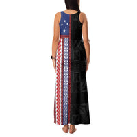 Samoa Flag Family Matching Tank Maxi Dress and Hawaiian Shirt Ula Fala With Samoan Siapo - Polynesian Pride