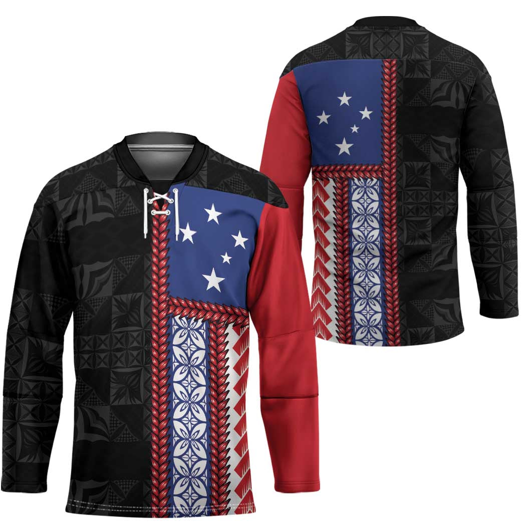 Samoa Flag Hockey Jersey Ula Fala With Samoan Siapo - Polynesian Pride
