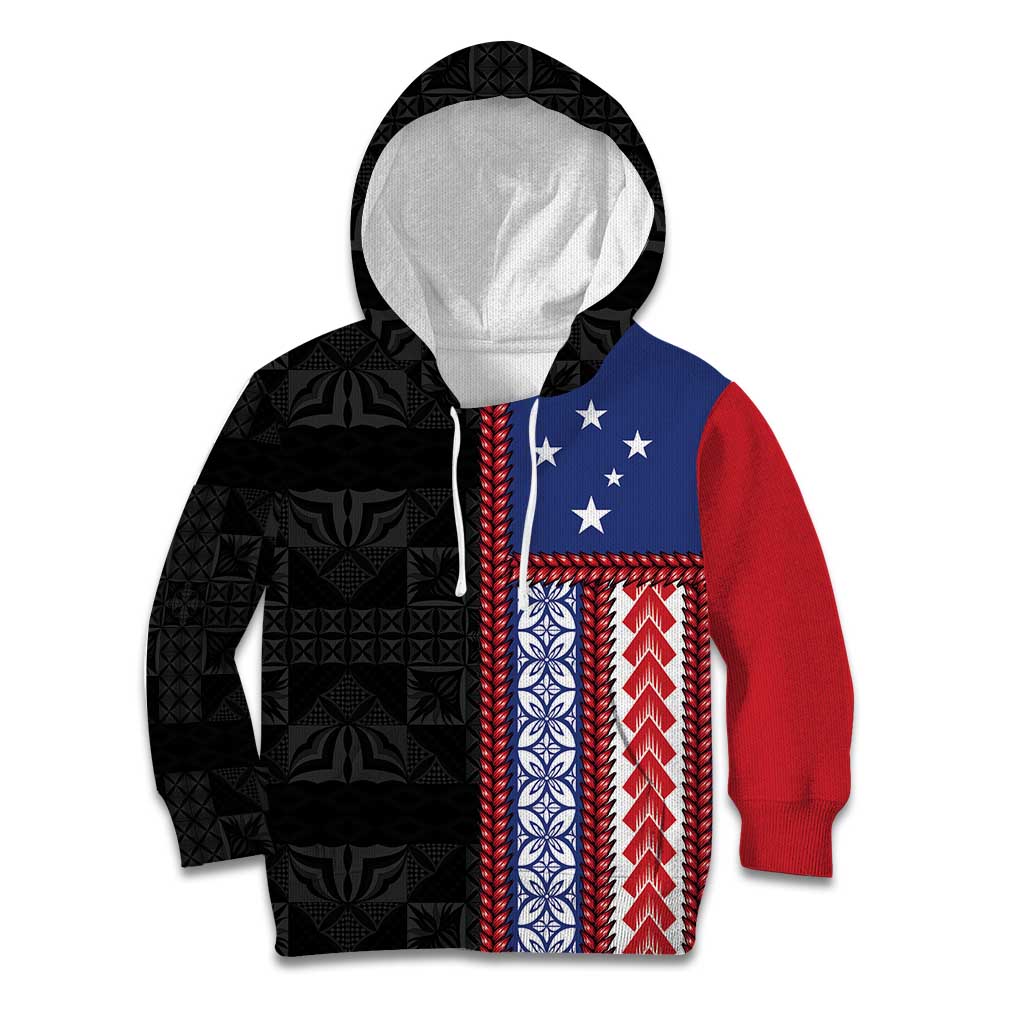 Samoa Flag Kid Hoodie Ula Fala With Samoan Siapo - Polynesian Pride