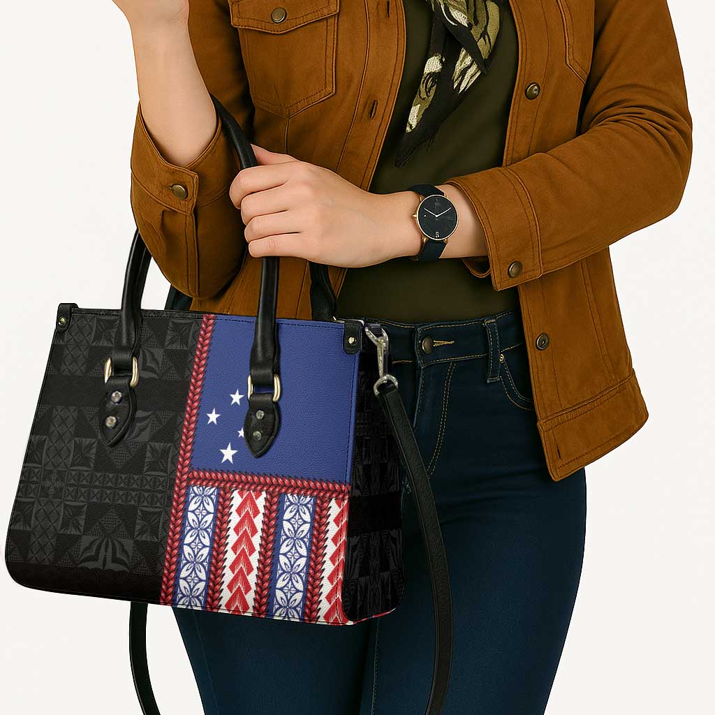 Samoa Flag Leather Bag Ula Fala With Samoan Siapo LT05 - Polynesian Pride