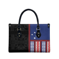 Samoa Flag Leather Bag Ula Fala With Samoan Siapo LT05 - Polynesian Pride