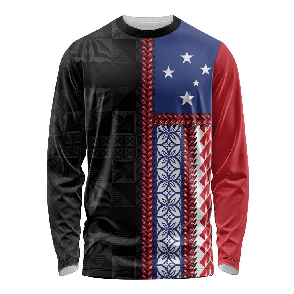 Samoa Flag Long Sleeve Shirt Ula Fala With Samoan Siapo - Polynesian Pride