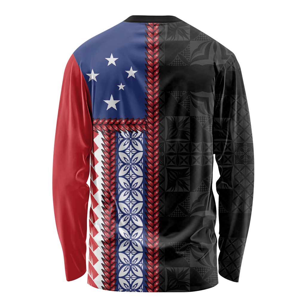 Samoa Flag Long Sleeve Shirt Ula Fala With Samoan Siapo - Polynesian Pride