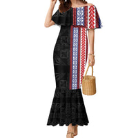 Samoa Flag Mermaid Dress Ula Fala With Samoan Siapo LT05 Women Black - Polynesian Pride