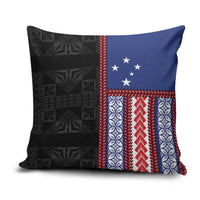 Samoa Flag Pillow Cover Ula Fala With Samoan Siapo LT05 Black - Polynesian Pride