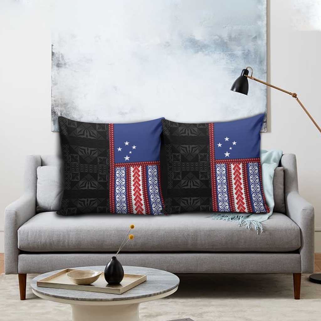 Samoa Flag Pillow Cover Ula Fala With Samoan Siapo LT05 - Polynesian Pride