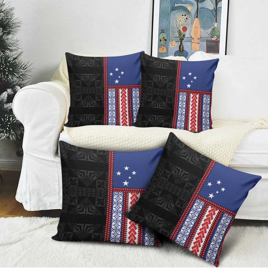 Samoa Flag Pillow Cover Ula Fala With Samoan Siapo LT05 - Polynesian Pride