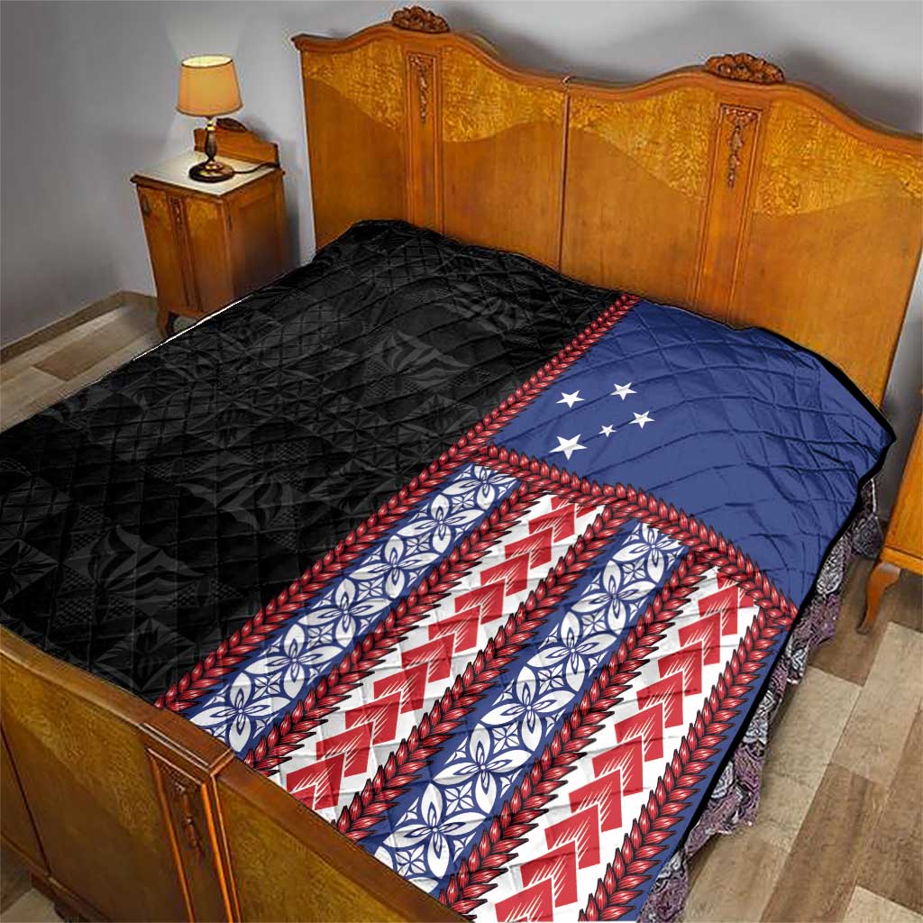 Samoa Flag Quilt Ula Fala With Samoan Siapo LT05 - Polynesian Pride