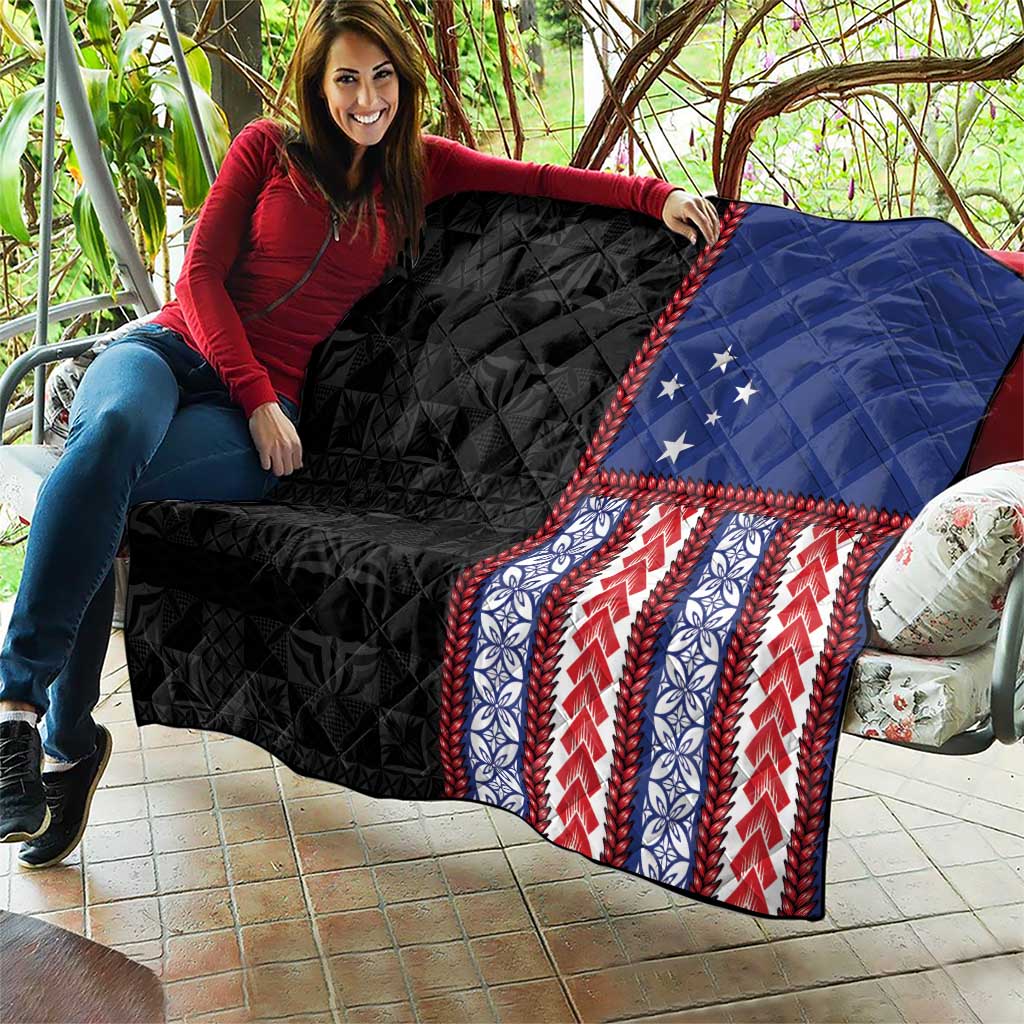 Samoa Flag Quilt Ula Fala With Samoan Siapo LT05 - Polynesian Pride
