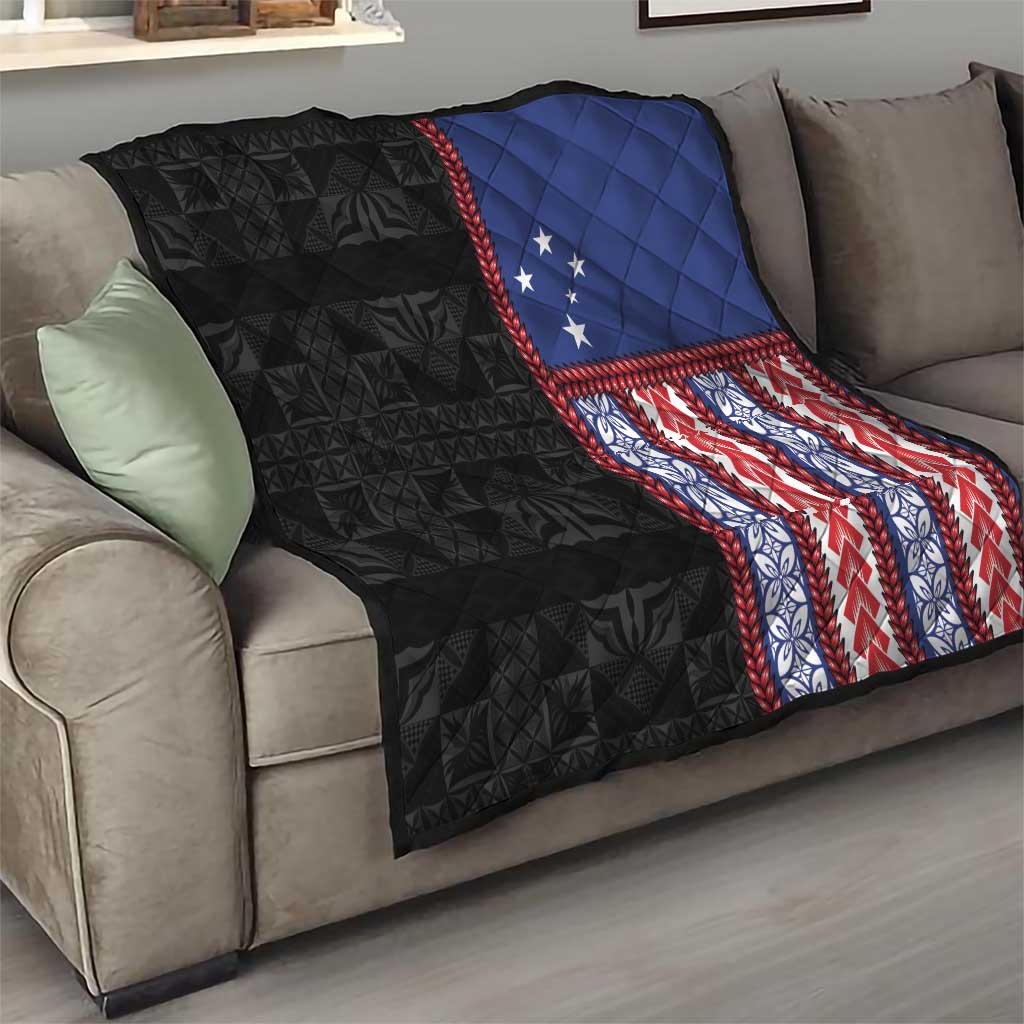 Samoa Flag Quilt Ula Fala With Samoan Siapo LT05 - Polynesian Pride