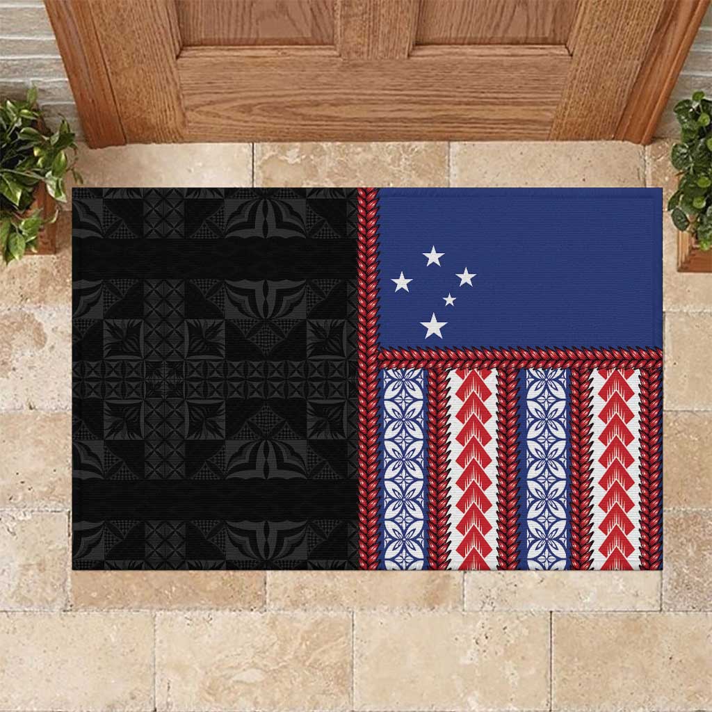 Samoa Flag Rubber Doormat Ula Fala With Samoan Siapo - Polynesian Pride