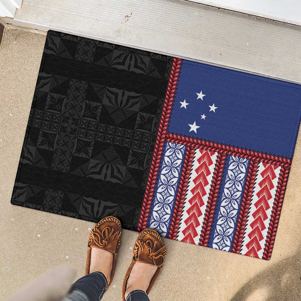 Samoa Flag Rubber Doormat Ula Fala With Samoan Siapo - Polynesian Pride