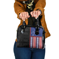 Samoa Flag Shoulder Handbag Ula Fala With Samoan Siapo LT05 One Size Black - Polynesian Pride