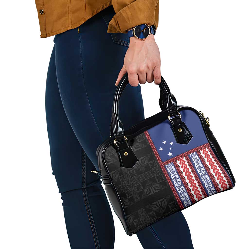 Samoa Flag Shoulder Handbag Ula Fala With Samoan Siapo LT05 - Polynesian Pride