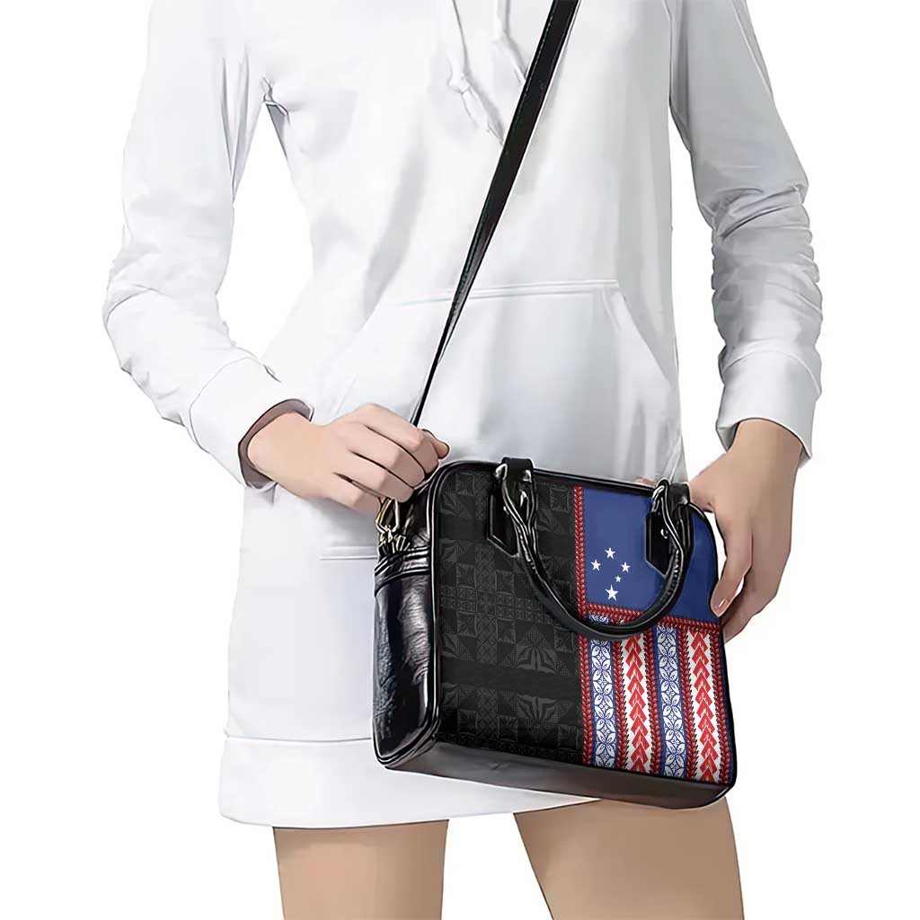 Samoa Flag Shoulder Handbag Ula Fala With Samoan Siapo LT05 - Polynesian Pride