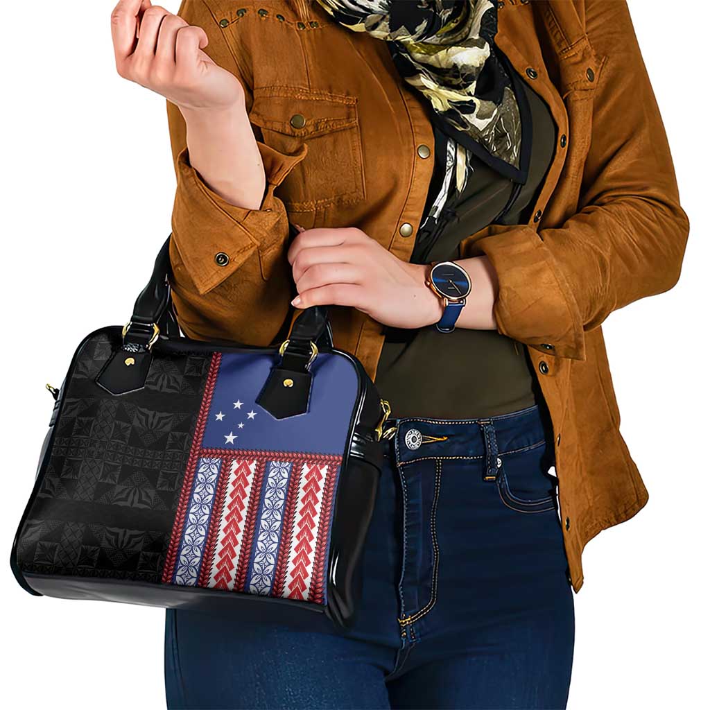 Samoa Flag Shoulder Handbag Ula Fala With Samoan Siapo LT05 - Polynesian Pride
