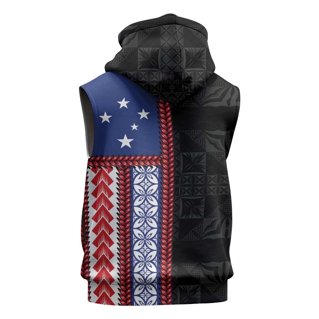 Samoa Flag Sleeveless Hoodie Ula Fala With Samoan Siapo LT05 - Polynesian Pride