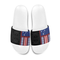 Samoa Flag Slide Sandals Ula Fala With Samoan Siapo LT05 Black - Polynesian Pride