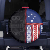 Samoa Flag Spare Tire Cover Ula Fala With Samoan Siapo LT05 No hole Black - Polynesian Pride
