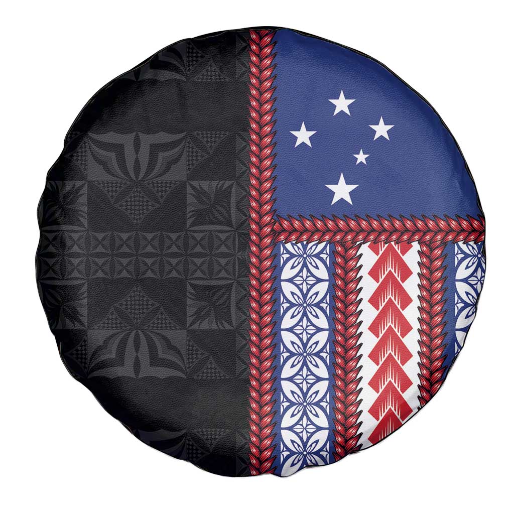 Samoa Flag Spare Tire Cover Ula Fala With Samoan Siapo LT05 - Polynesian Pride