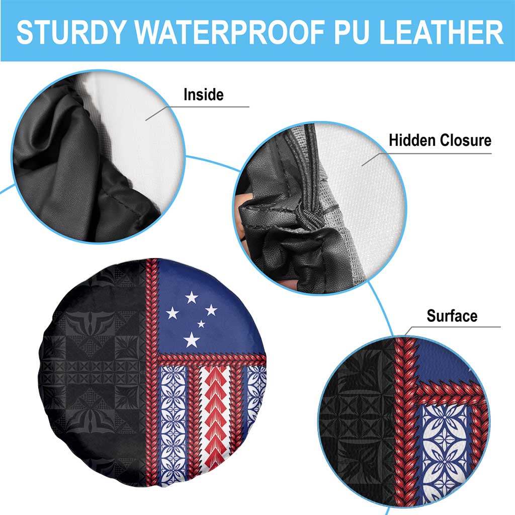 Samoa Flag Spare Tire Cover Ula Fala With Samoan Siapo LT05 - Polynesian Pride
