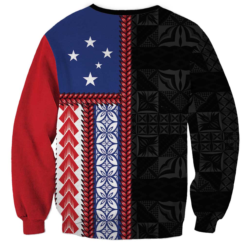Samoa Flag Sweatshirt Ula Fala With Samoan Siapo - Polynesian Pride