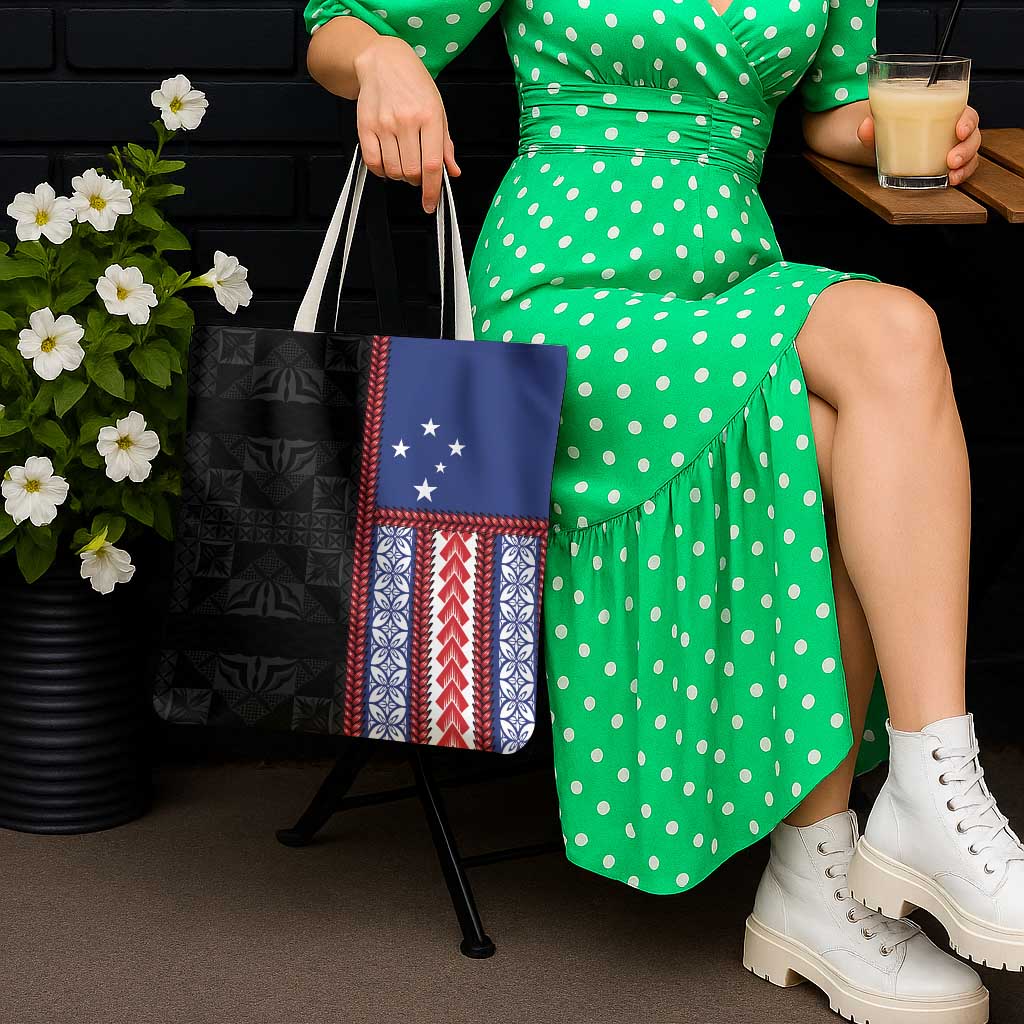 Samoa Flag Tote Bag Ula Fala With Samoan Siapo LT05 - Polynesian Pride