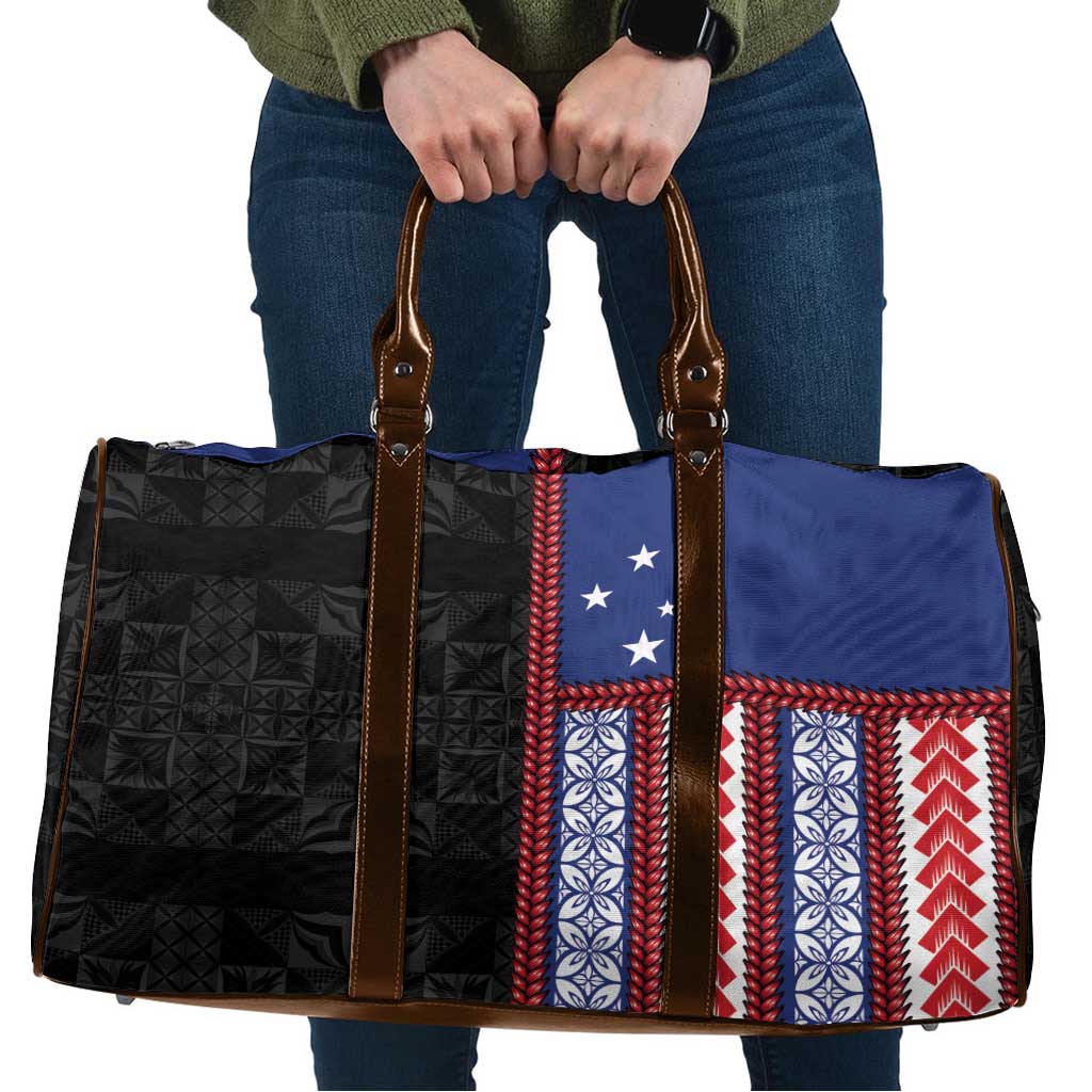 Samoa Flag Travel Bag Ula Fala With Samoan Siapo LT05 Black - Polynesian Pride