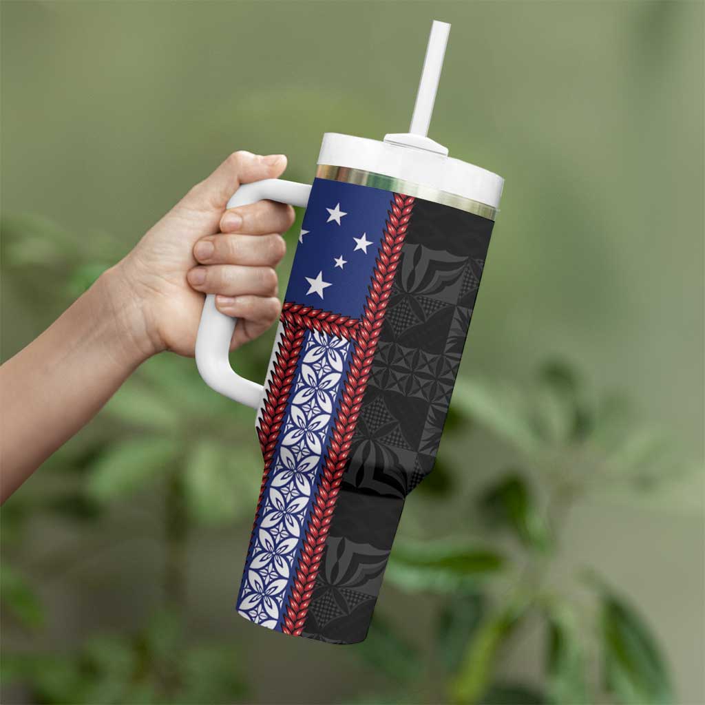 Samoa Flag Tumbler With Handle Ula Fala With Samoan Siapo LT05 - Polynesian Pride