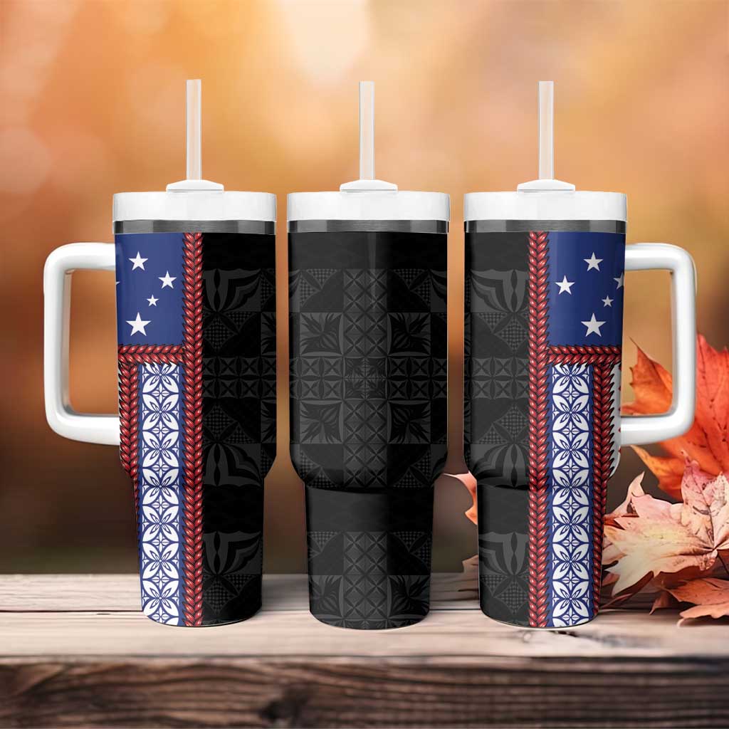 Samoa Flag Tumbler With Handle Ula Fala With Samoan Siapo LT05 - Polynesian Pride
