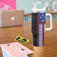 Samoa Flag Tumbler With Handle Ula Fala With Samoan Siapo LT05 - Polynesian Pride