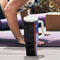 Samoa Flag Tumbler With Handle Ula Fala With Samoan Siapo LT05 - Polynesian Pride