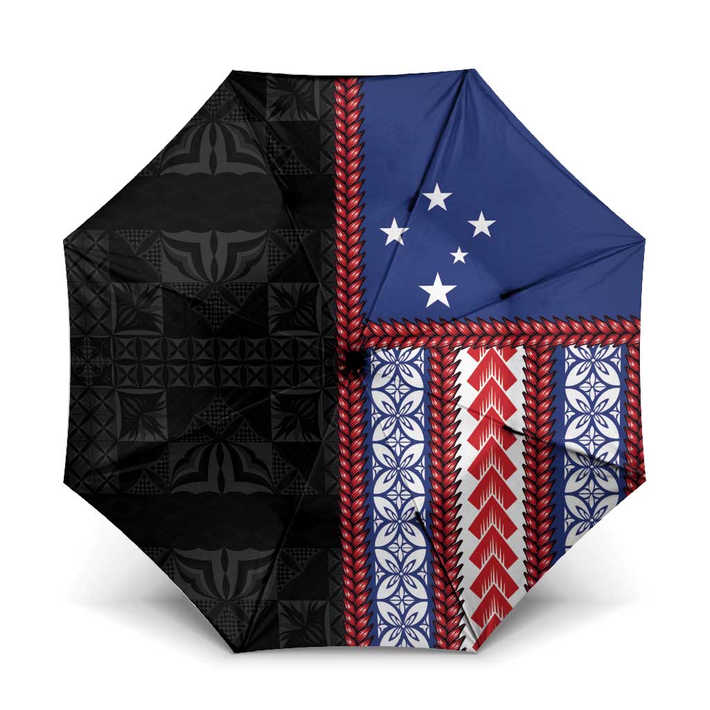 Samoa Flag Umbrella Ula Fala With Samoan Siapo - Polynesian Pride