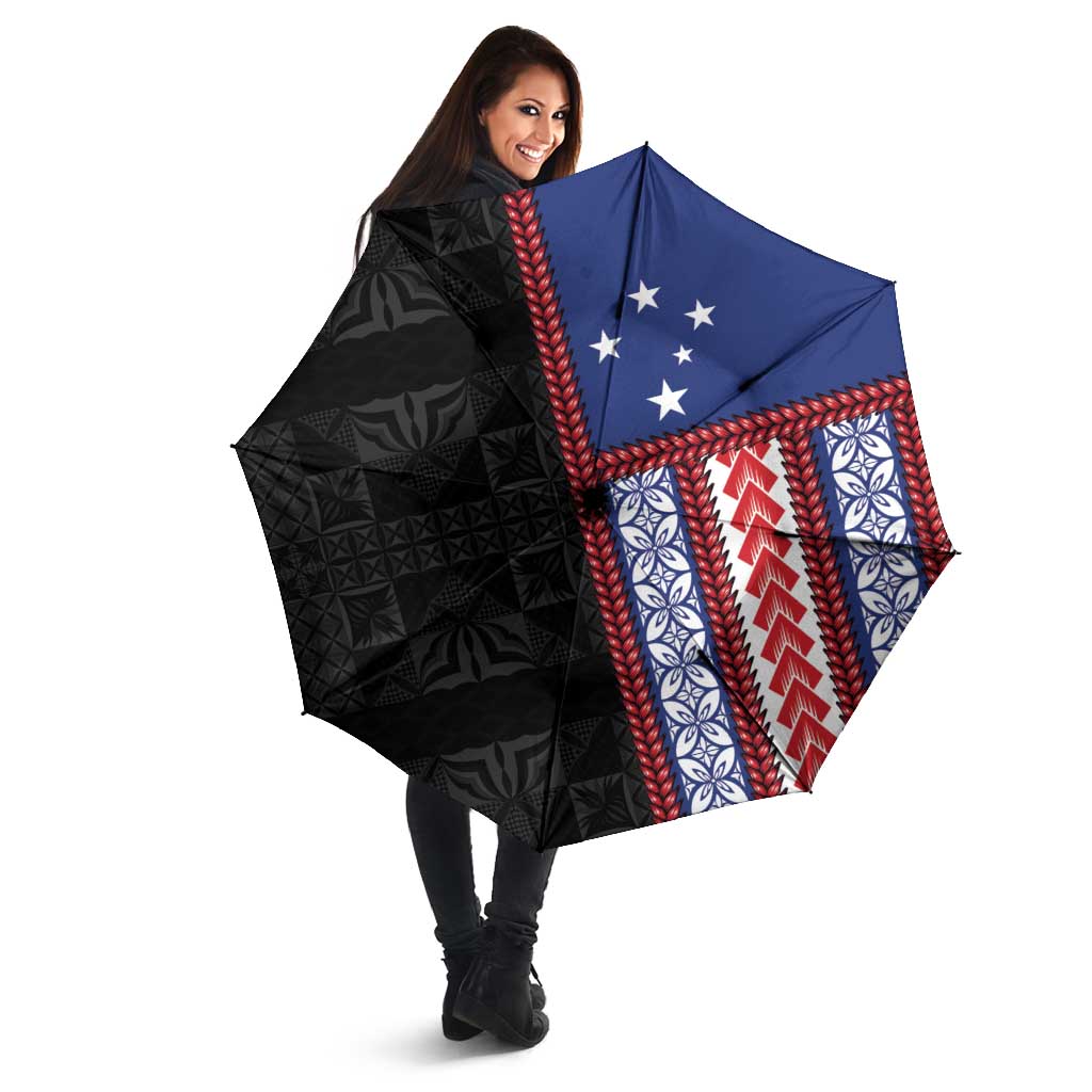 Samoa Flag Umbrella Ula Fala With Samoan Siapo - Polynesian Pride