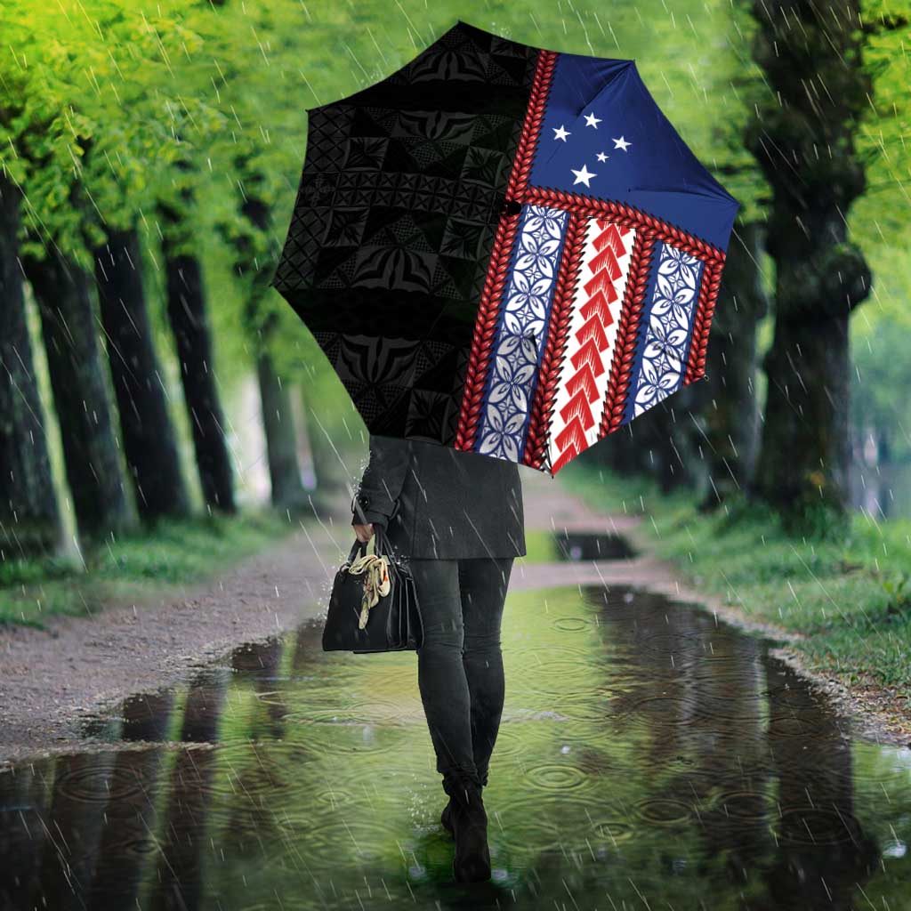 Samoa Flag Umbrella Ula Fala With Samoan Siapo - Polynesian Pride