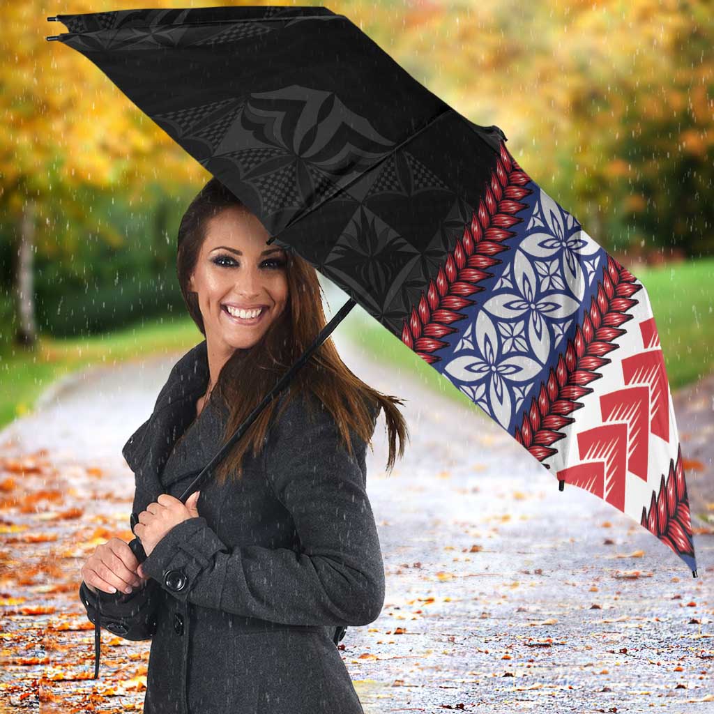 Samoa Flag Umbrella Ula Fala With Samoan Siapo - Polynesian Pride