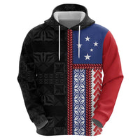 Samoa Flag Zip Hoodie Ula Fala With Samoan Siapo LT05 - Polynesian Pride
