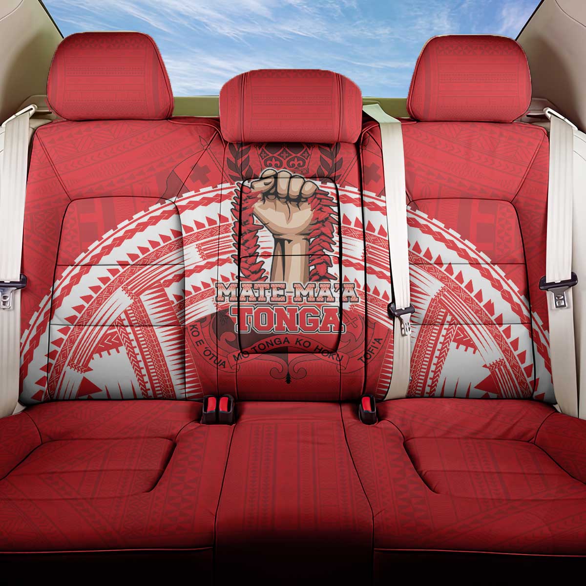 Tonga Rugby Mate Ma'a Back Car Seat Cover Tongan Pride Unique Style LT05 One Size Red - Polynesian Pride