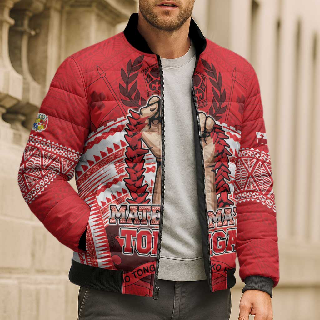 Custom Tonga Rugby Mate Ma'a Bomber Puffer Jacket Tongan Pride Unique Style LT05 - Polynesian Pride