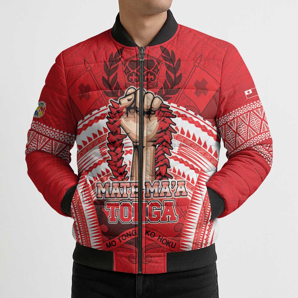 Custom Tonga Rugby Mate Ma'a Bomber Puffer Jacket Tongan Pride Unique Style LT05 - Polynesian Pride