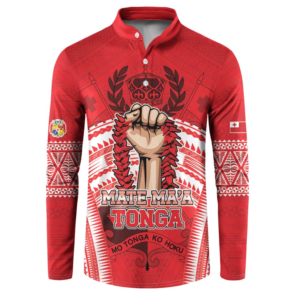 Custom Tonga Rugby Mate Ma'a Button Sweatshirt Tongan Pride Unique Style LT05 Red - Polynesian Pride