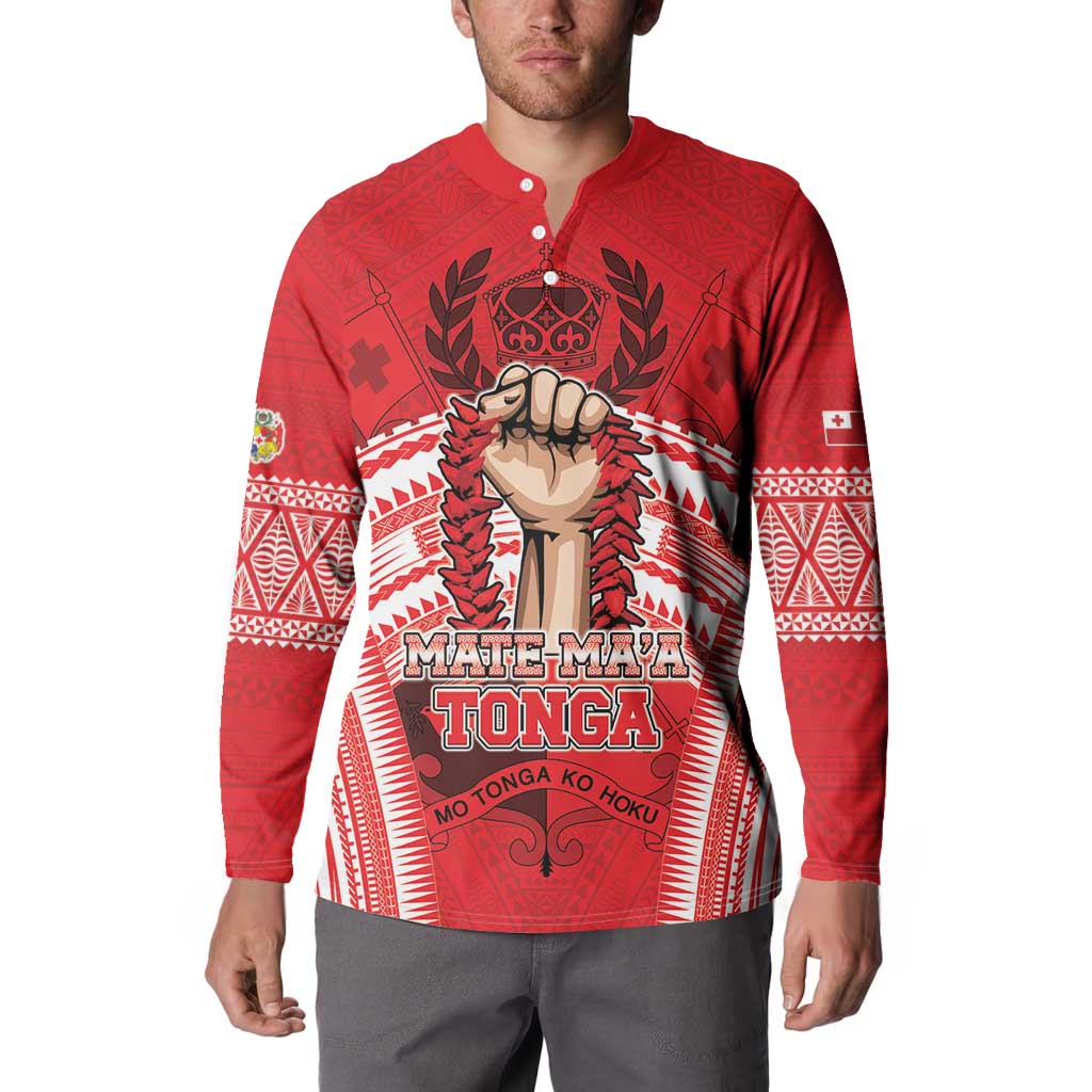 Custom Tonga Rugby Mate Ma'a Button Sweatshirt Tongan Pride Unique Style LT05 - Polynesian Pride