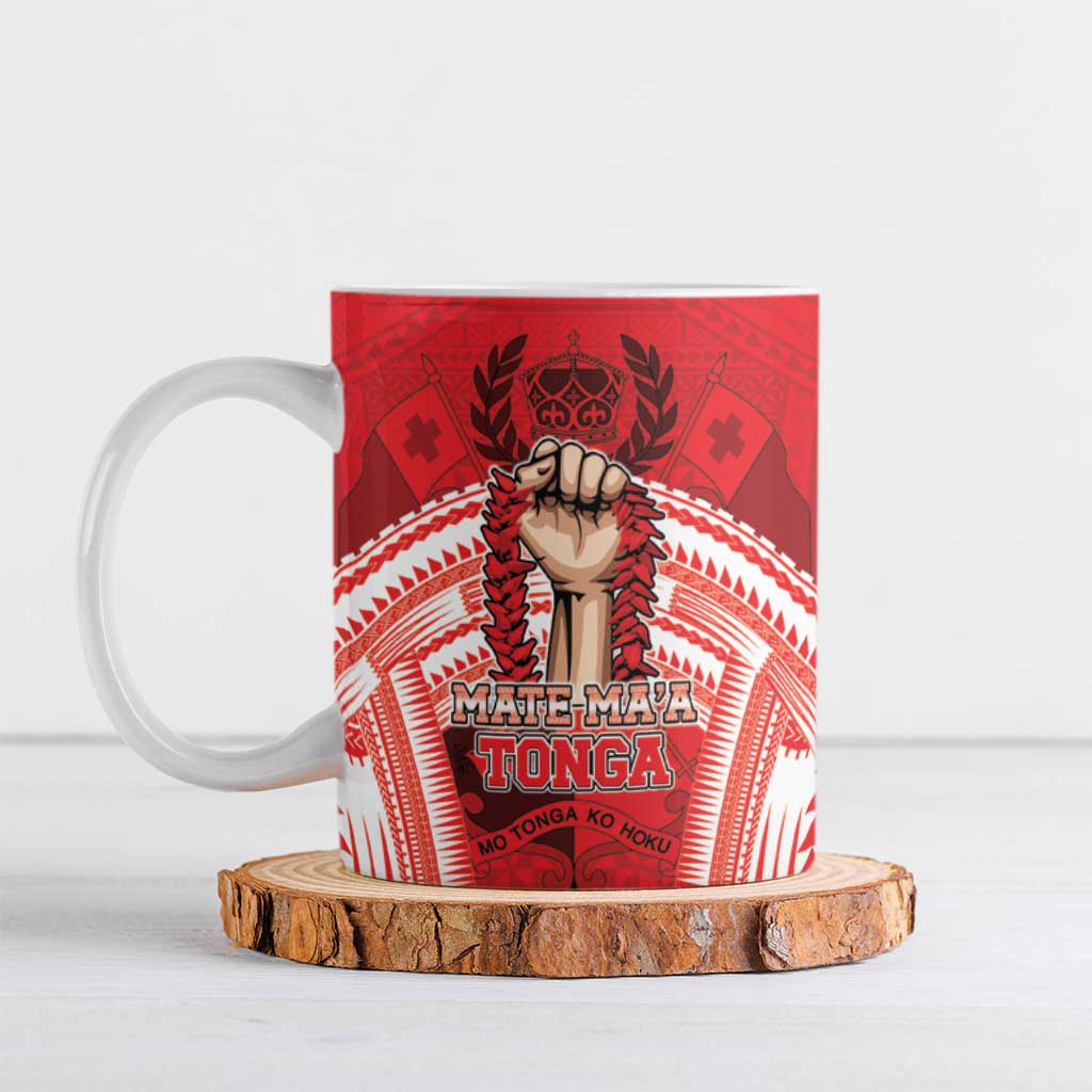 Custom Tonga Rugby Mate Ma'a Ceramic Mug Tongan Pride Unique Style LT05 Red - Polynesian Pride