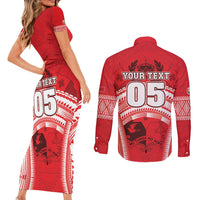 Custom Tonga Rugby Mate Ma'a Couples Matching Short Sleeve Bodycon Dress and Long Sleeve Button Shirt Tongan Pride Unique Style LT05 - Polynesian Pride